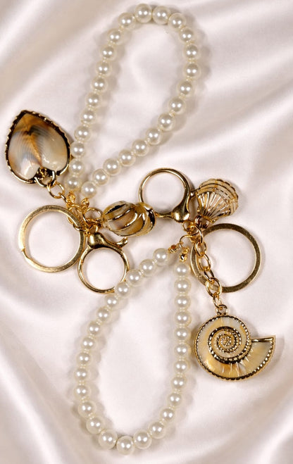 Pearls & Seashells Charm Keychain  for women by Bagzfy