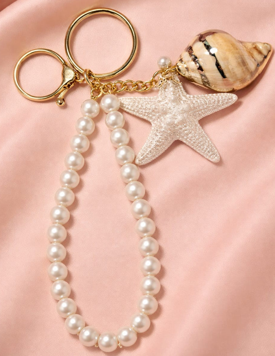 Pearls & Seashells Charm Keychain  for women by Bagzfy
