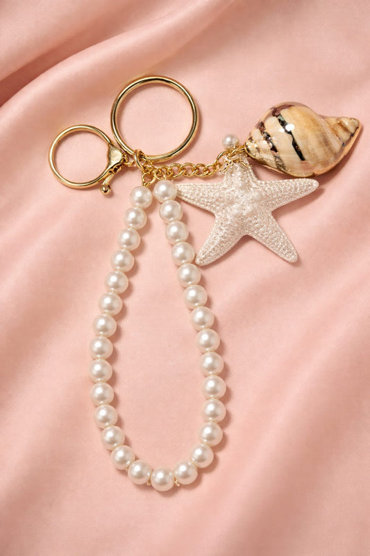 Pearls & Seashells Charm Keychain