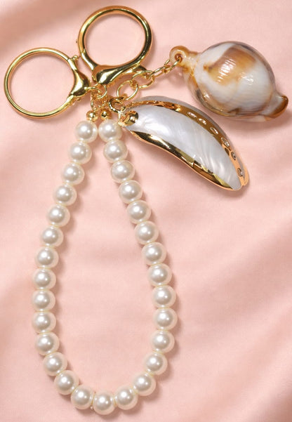 Pearls & Seashells Charm Keychain  for women by Bagzfy