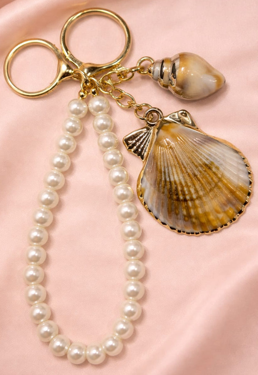 Pearls & Seashells Charm Keychain  for women by Bagzfy