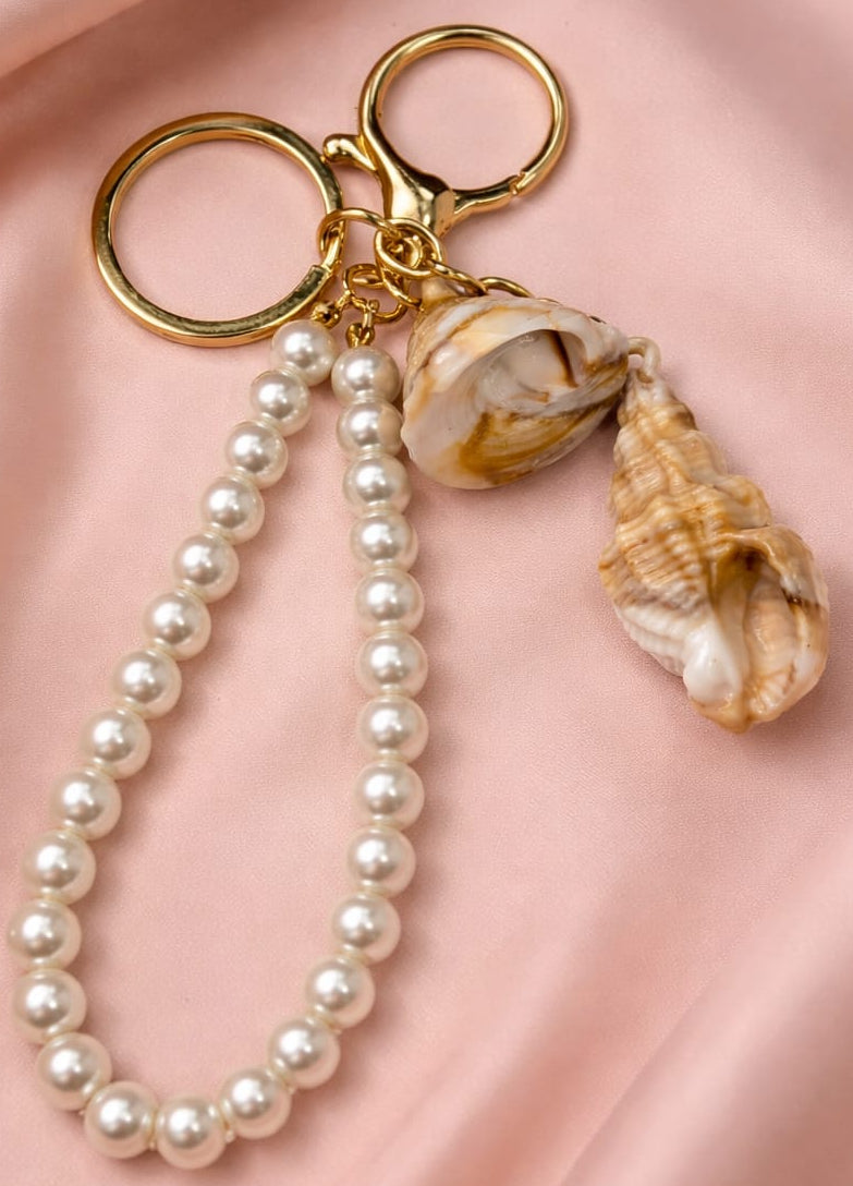 Pearls & Seashells Charm Keychain  for women by Bagzfy