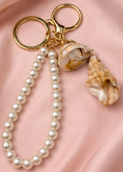 Pearls & Seashells Charm Keychain  for women by Bagzfy